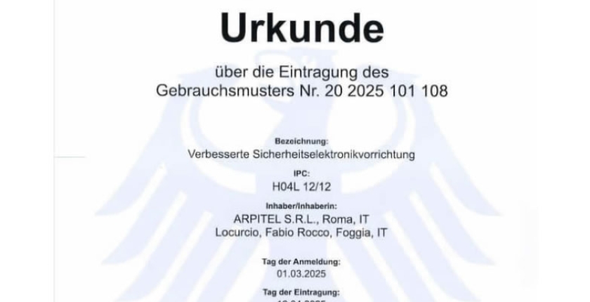 Arpitel ottiene tre brevetti per modello di utilità in Germania